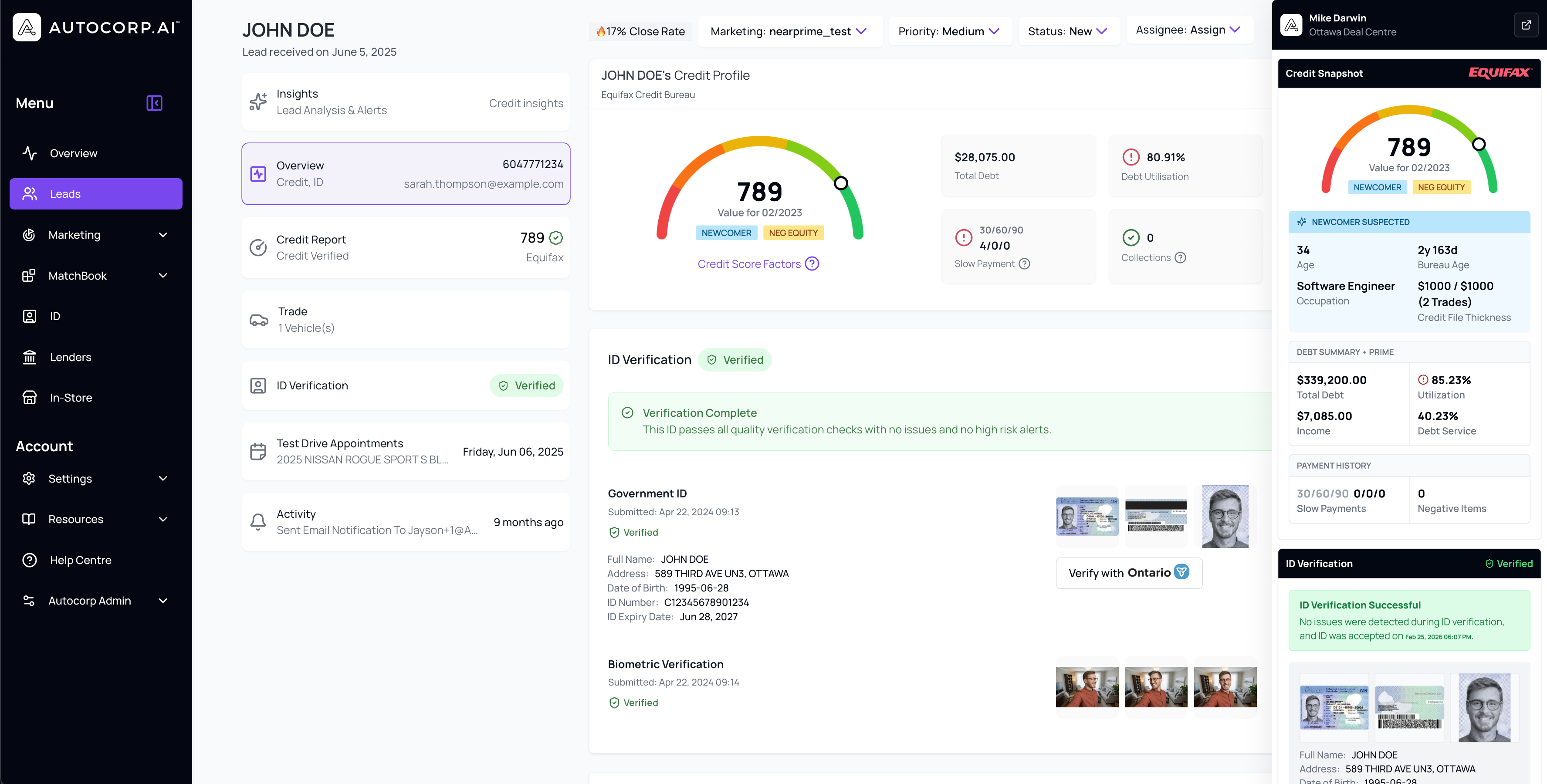 AVA™ VeriDrive - IDV to credit dashboard